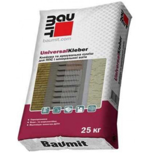 Клей Baumit UniversalKleber для приклеювання та армування пінопласту і мінеральної вати, 25 кг